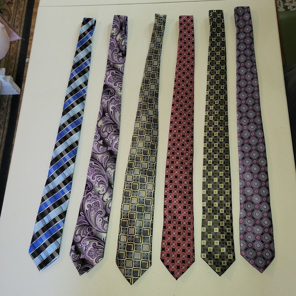 Alexander Julian Colours Mens Necktie Lot of 6 ~ Paisley Geometric Plaid